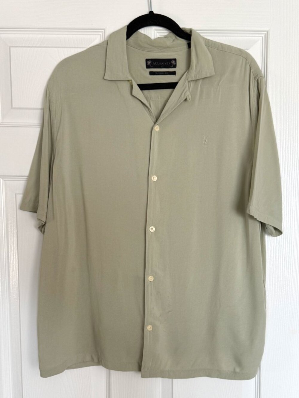 Mens All Saints Button Up Tee